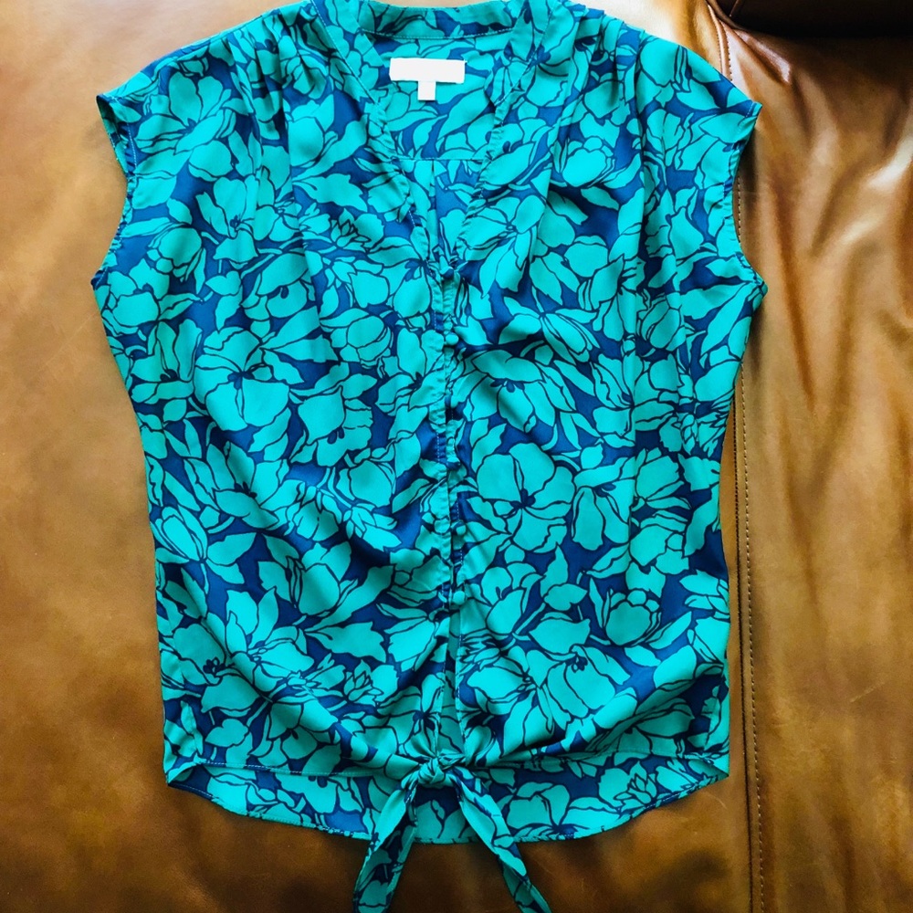 MM Couture Cap Sleeve Front Tie Blouse